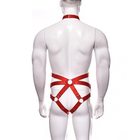 Lingerie Pria Transparan Seksi Terbaru, Thongs dan G-String dengan Harness Elastis Model Siamese, Set Lingerie Oranye
