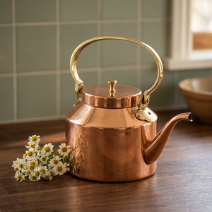 Bouilloire à thé en cuivre avec couvercle, poignée en métal, style vintage, pot à eau - Product Image 2