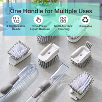 Brosse de nettoyage de cuisine 4-en-1 durable avec distributeur de savon intégré pour casseroles, poêles et évier
