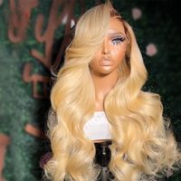 Perruques Lace Front HD Ondulées Couleur Blond Miel #27 32 Pouces, Cheveux Humains 100% Vierge Aligné Cuticule, Densité 200, Transparentes