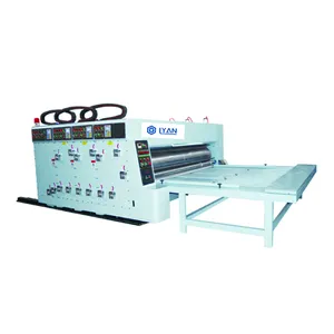 semi Automatic chain feeder flexo 3 color printing slotting die-cutting machine for carton box sheets