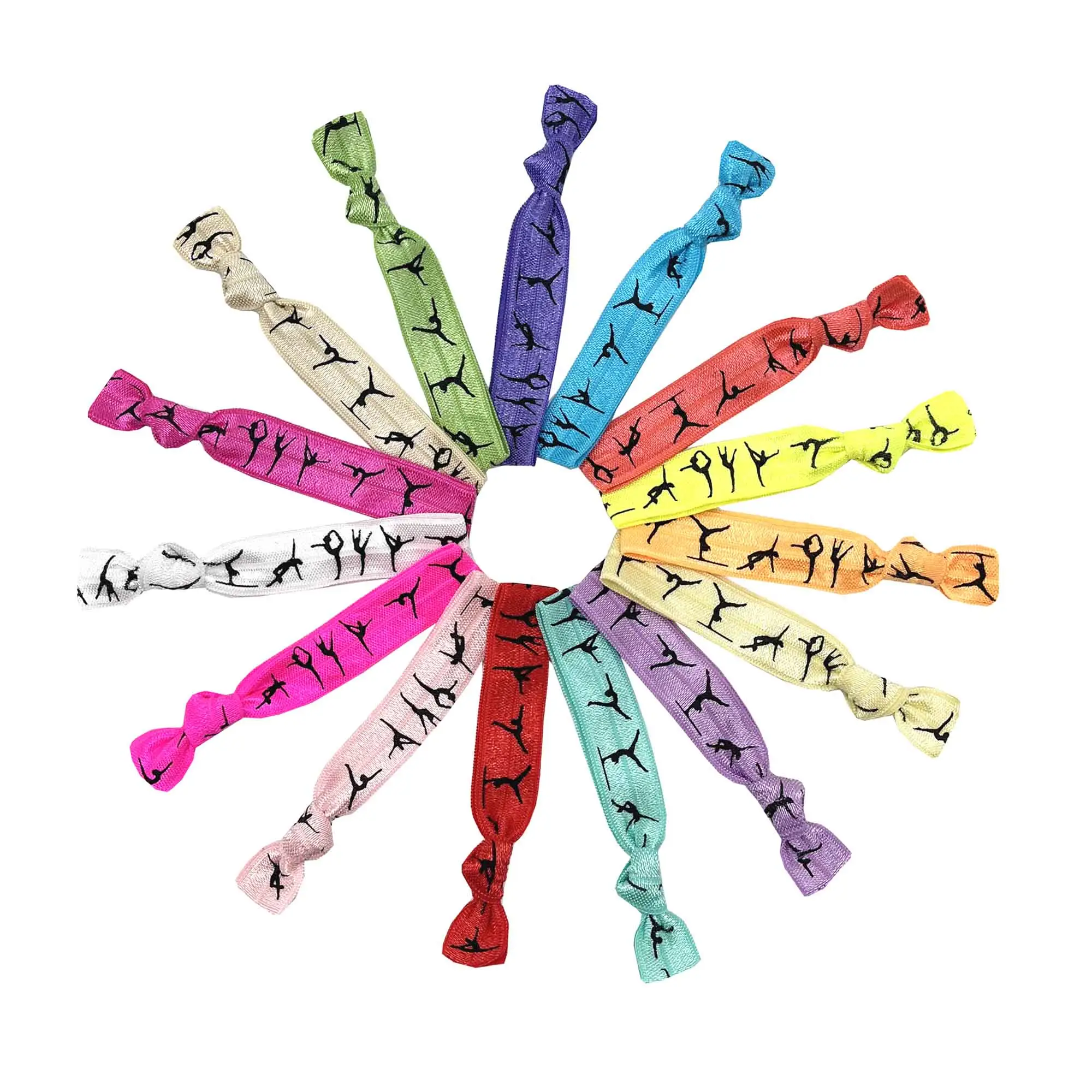 300pcs Gymnastics Elastic Hair Band Wholesale GYM Sports Ponytail Holder Rubber Tied Band Assorted Colors Bracelet Wristband