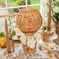 Panier à fleurs en forme de montgolfière tissé, décoration de table de fête, centre de table en rotin pour décoration d'événements de mariage en intérieur