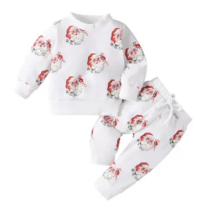 0-3Y Kleinkind Baby Girl Weihnachts outfit Langarm Santa Claus Sweatshirt Top Pant Sets Baby Herbst Kleidung