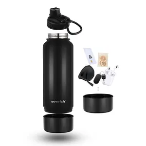 Pet Outdoor Dog Feeder 32oz Double Wall Vacuum Stainless Steel Travel Water Bottle With Food Storage