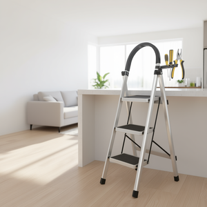 <b>Folding</b> <b>Ladder</b> 3 <b>Step</b> Stainless Steel Non Slip Handrails For Home Use - Product Image 3