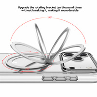 Étui de luxe antichoc transparent en TPU avec support rotatif à 360° et anneau magnétique pour iPhone 17 Pro Max