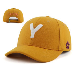 Op maat geborduurde logo 6-panel melton wollen baseballpet, tweekleurige petten, winter baseballpetten voor heren - Product Image 1