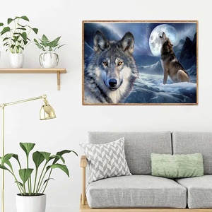 SONGWOOART Lobo Animal diamante <span class=keywords><strong>pintura</strong></span> Kit redondo taladro diamante arte para <span class=keywords><strong>adultos</strong></span> lienzo diamante <span class=keywords><strong>pintura</strong></span> Kit decoración del hogar - Product Image 2