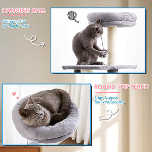 "Grey" طويل القامة كلاسيكي حديث لخدش القطط داخل المنزل مع فرشاة تنظيف جثم مصنوعة من الخشب والسيزال كرتون معبأ - Product Image 3