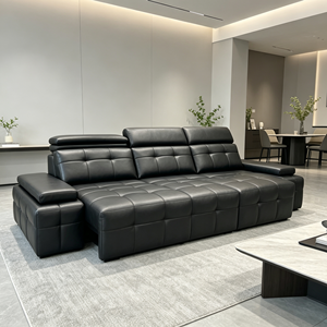 Sofá Seccional Moderno de Cuero PU Negro con Diseño Acolchado en Forma de L para Sala de Estar - Product Image 3