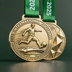 Diseño de jugador de fútbol grabado profesional <span class=keywords><strong>Medalla</strong></span> chapada en oro y plata Logotipo personalizado Campeonato Deportes Fútbol <span class=keywords><strong>Medalla</strong></span> coleccionable - Product Image 1