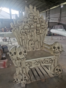Trône de crâne hanté géant pour l'extérieur, grand fauteuil d'exposition d'<span class=keywords><strong>Halloween</strong></span>, <span class=keywords><strong>décoration</strong></span> sur le thème de l'horreur, attractions hantées - Product Image 4