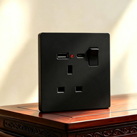 Enchufe de Pared Estándar Británico A6 B1 13A con Puerto USB Tipo C, Toma de Corriente de Pared del Reino Unido con Interruptor e Indicador Luminoso para Hogar y Hotel