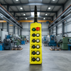 CMK PLB1ODSPL Electronic Yellow Plastic <b>Push</b> <b>Button</b> <b>Switch</b> Station 6 <b>Buttons</b> Black Handle IP65 Industrial Control 440V Eot Crane - Product Image 3