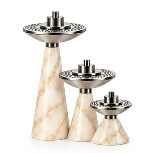 Arabic Bukhoor Holder with Serving Tray and Storage Container Solid Wood and <b>Silver</b> Finish Incense <b>Burner</b> for Oud Chips - Product Image 1