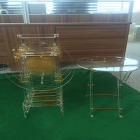 Table basse pliante carrée en acrylique, transparente avec motifs, vente en gros d'usine, Design moderne, offre spéciale