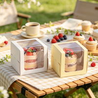 Boîte à gâteau blanche transparente, robuste, pliable, portable, pour pâtisseries, biscuits, emballage personnalisé, impression OEM ODM