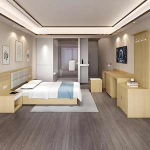 Moderno Simple de lujo estilo doble cama dormitorio muebles Panel de madera para Hotel baño apartamento - Product Image 4