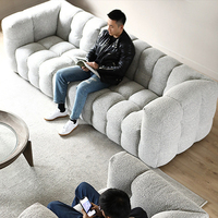 Canapé Chesterfield réglable en tissu de laine d'agneau Youhan, design japonais gonflable, sans dossier ni accoudoirs, style nordique moderne pour salon