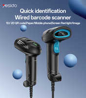 Yesido Multi-sistema Compatible 1D/2D Código QR Reconoce 25 tipos de códigos de barras Escáner de código de barras con cable EC21