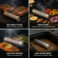 Tubo Ahumador de Pellets de Acero Inoxidable 304, 12 Pulgadas, Redondo, Generador de Humo Frío con Virutas de Madera, Parrilla para Barbacoa, Camping al Aire Libre