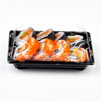 Conteneur à sushi rectangulaire recyclable en PP PET, emballage alimentaire en plastique, plateau de présentation de sushi avec couvercles transparents