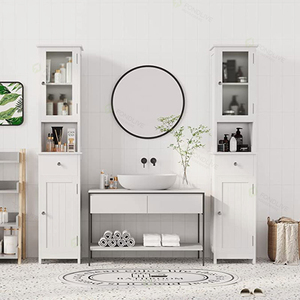 Morden Cheap <strong>Tall</strong> White <strong>Free</strong> <strong>Standing</strong> Floor Waterproof Space Saving <strong>Bathroom</strong> Cupboard Storage <strong>Cabinet</strong> for Washroom - Product Image 4
