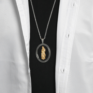 Pendentif en acier inoxydable tendance, portrait de la Vierge Marie, style rétro artistique européen et américain, ne se décolore pas - Product Image 5