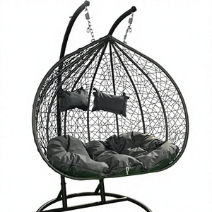 Fauteuil suspendu double en rotin OEM ODM avec coussin, chaise œuf double pour 2 personnes avec support pour patio, <span class=keywords><strong>jardin</strong></span>, terrasse - Product Image 4