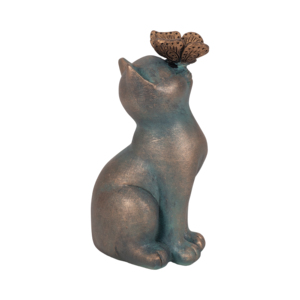 Statuetta di gatto con farfalla sul naso, ornamento da giardino in resina per veranda, patio, decorazione da giardino. - Product Image 3