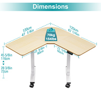 MOUNTUP Bureau électrique sur pied en forme de L 120*120cm Hauteur réglable Design moderne pour la maison ou le bureau Meubles