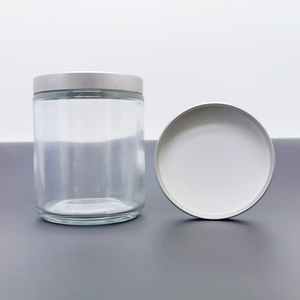 Bocaux à faces droites en verre transparent de 8 oz avec capuchons à cosse doublés de plastisol Uishell en métal noir mat argenté doré - Product Image 3