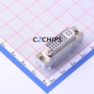 DVI-HX-103DIP DVI Connector Bent Lead Through Hole Connector DVI-I (Dual Link) Female 24+5 Right Angle Insert - Product Image 1