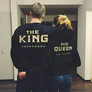 Wholesale of new European and American round neck king queen KING QUEEN five pointed star printed couple hoodies