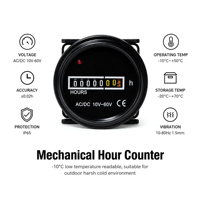 Compteur d'heures de fonctionnement étanche de qualité marine - Compteur à quartz 10-60V AC/DC avec indicateur LED pour bateau, yacht et générateur diesel