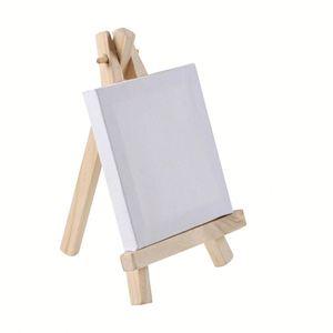 X1021 Mini 10x10cm <b>Canvas</b> Paint Set Blank Desktop Easel with <b>Wooden</b> Stand for Painting - Product Image 1