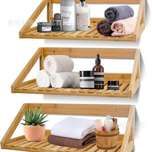 Estante de almacenamiento de bambú para montar en la pared de 3 niveles para toallas de baño y productos de cuidado de la piel - Product Image 2
