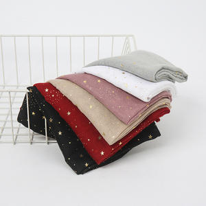 Écharpe scintillante pour femmes musulmanes, Hijab musulman doré en voile de coton et viscose, châles longs ethniques islamiques - Product Image 3