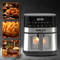 Friteuse à air HALEY 10L 3200W en acier inoxydable avec grande fenêtre visible, écran tactile LED, 8 préréglages, 360° °   Ventilateur à air chaud sans huile CE GS OEM ODM