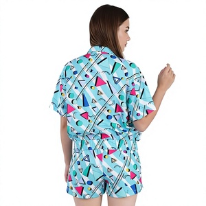 Ensemble survêtement coupe-vent 2 pièces pour femme, style années 80-90, color block, manches courtes, fermeture éclair - Product Image 4