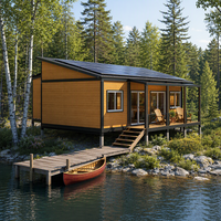 Maison de bureau préfabriquée en conteneur de 40 pieds, maison préfabriquée en conteneur, cabane en bois préfabriquée, maison solaire hors réseau, maison modulaire en bordure du lac