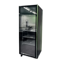 Réfrigérateur commercial noir à refroidissement par ventilateur, porte simple, vertical, pour vin, avec dégivrage automatique et contrôle numérique