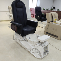 Équipement de salon de manucure de luxe, base en FRP blanc, fauteuil de pédicure électrique avec massage, fauteuil de bain de pieds inclinable moderne et réglable