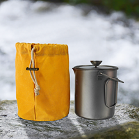 Sac à cordon en toile cirée personnalisé, imperméable, avec tasses en titane, accessoires de plein air, sac de rangement pour bushcraft