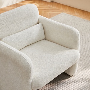 Canapé d'angle moderne à une place, chaise carrée en tissu beige, rembourrage en bois, salon, chambre à coucher, appartement - Product Image 4