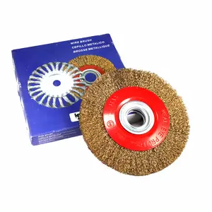 Roue de brosse métallique industrielle en acier inoxydable mini brosse en acier sertie pour le polissage des fils