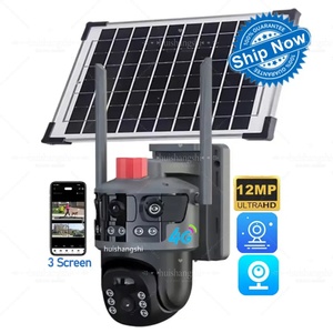 Eseecloud 4Lens 3 Screens 12MP 6K HD Outdoor Surveillance <b>Camera</b> 360 PTZ IP CCTV <b>Wireless</b> WIFI Solar 4G Sim Card <b>Camera</b> <b>Security</b> - Product Image 1