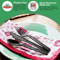 EcoNewLeaf Prix Usine Ensemble de Couverts Jetables de Camping 7 POUCES avec Fourchette Couteau Cuillère et Serviette OEM Biodégradable en Amidon de Maïs