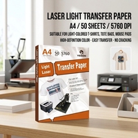 Papier de transfert laser personnalisé OEM pour tissus légers, format A3 A4, tissu mélangé coton, vente en gros, commande en gros d'usine, personnalisé